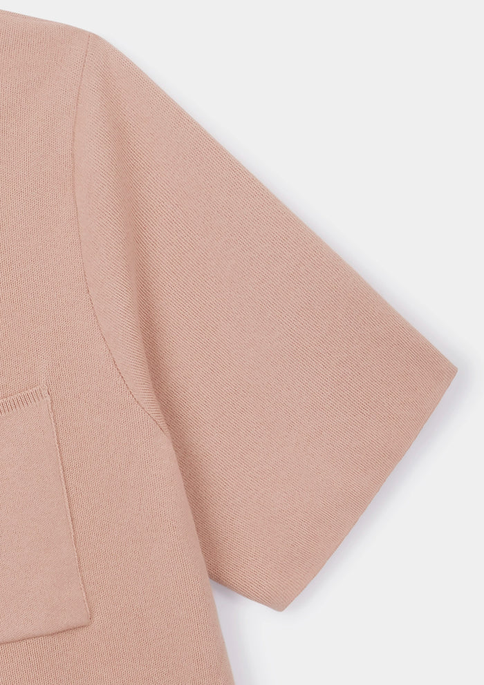 Peach Pink Cotton Knit Polo, Polo Shirt - SIRPLUS