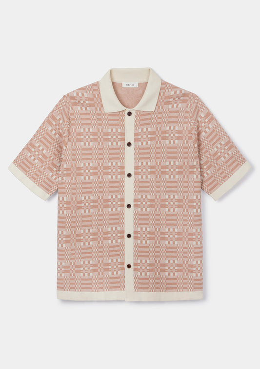 Peach Pink Tapestry Jacquard Polo, Polo Shirt - SIRPLUS