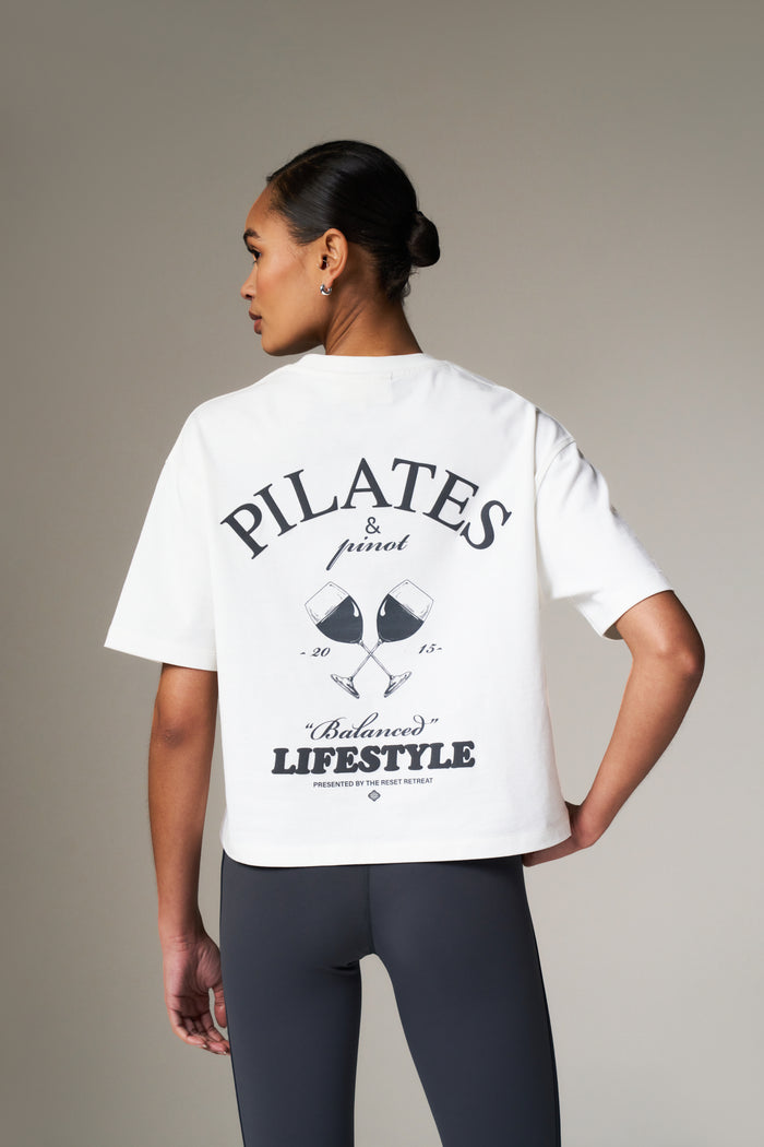 PILATES & PINOT BOXY T-SHIRT - OFF WHITE
