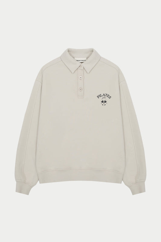 PILATES & PINOT BUTTON UP SWEATSHIRT - BONE