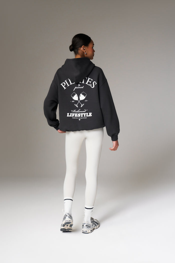 PILATES & PINOT OVERSIZED HOODIE - MIDNIGHT GREY