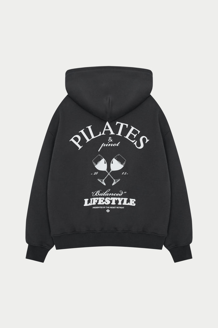 PILATES & PINOT OVERSIZED HOODIE - MIDNIGHT GREY