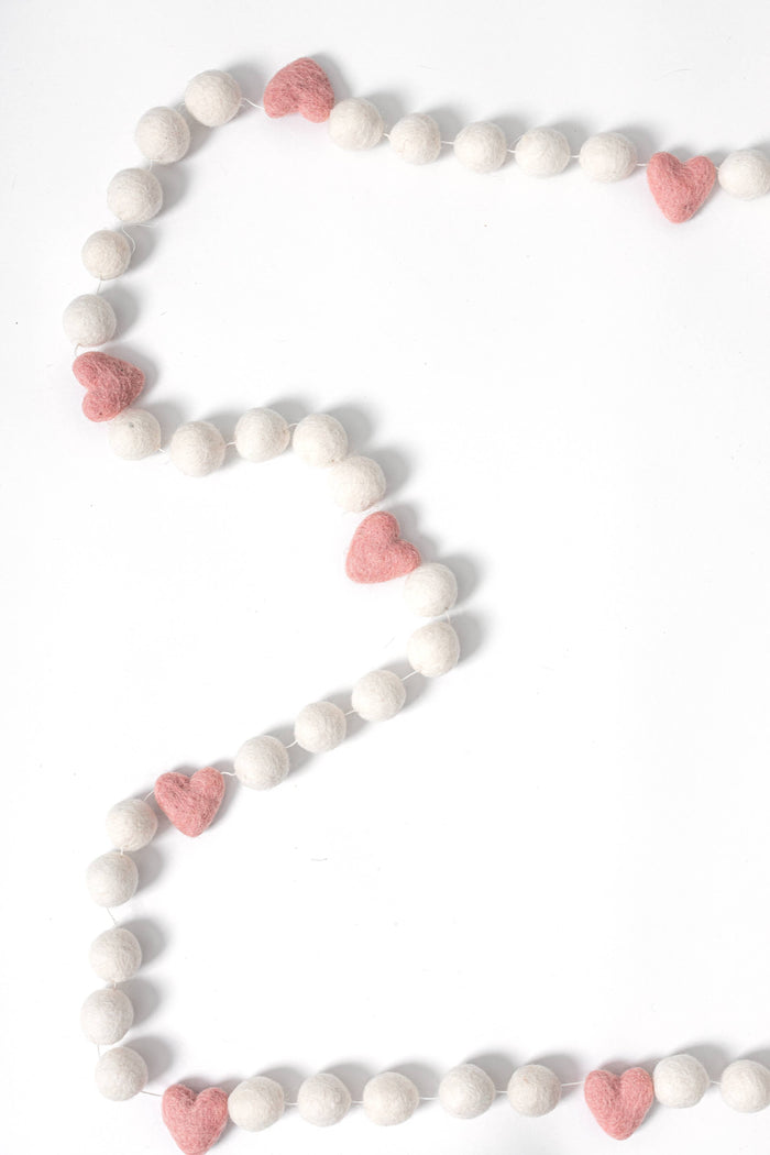 Pink Hearts Felt Garland - Wee Bee Baby Boutique