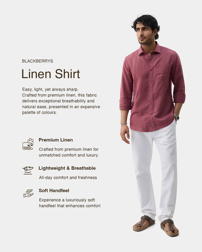 Pink Linen Solid Shirt - Cleo