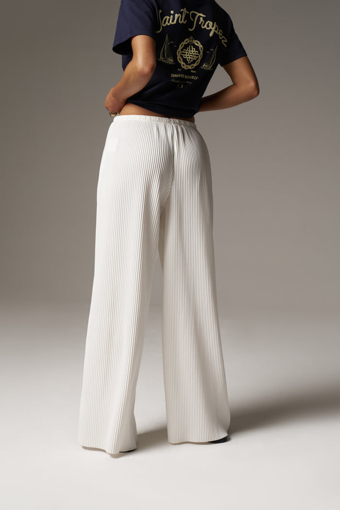 PLISSE TROUSERS - CREAM