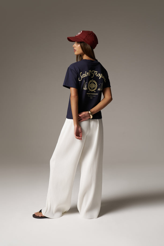 PLISSE TROUSERS - CREAM