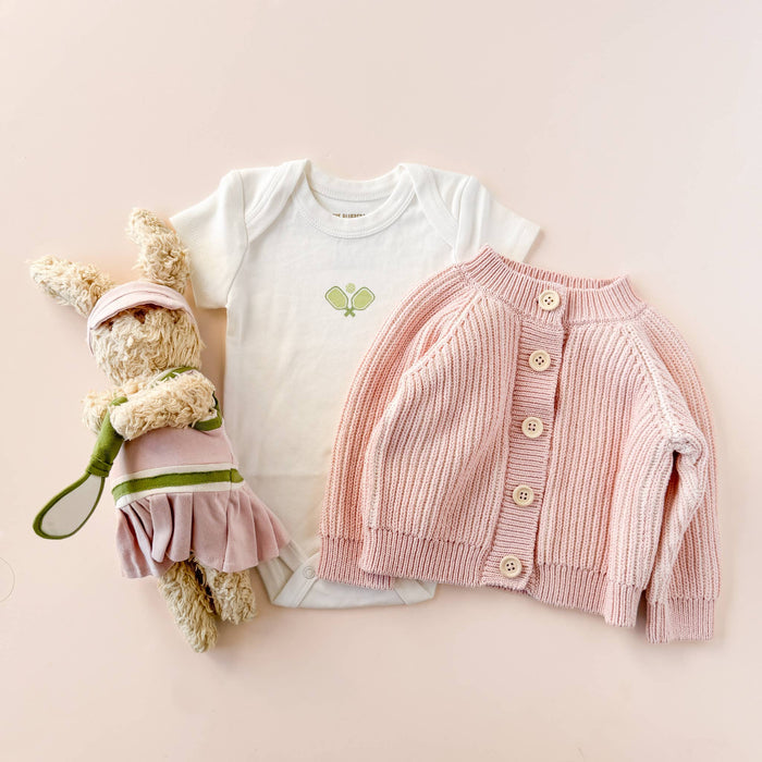 Plush Pickleball Bunny Doll Stuffed Toy Baby Kids Organic - Wee Bee Baby Boutique
