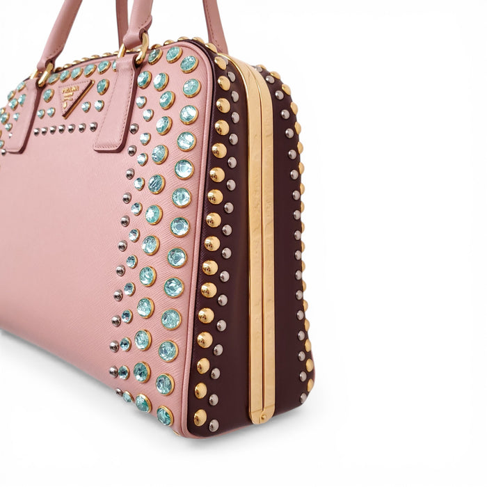 PRADA PINK CRYSTAL SAFFIANO TOTE BAG