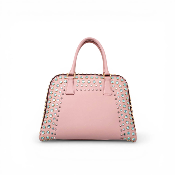 PRADA PINK CRYSTAL SAFFIANO TOTE BAG