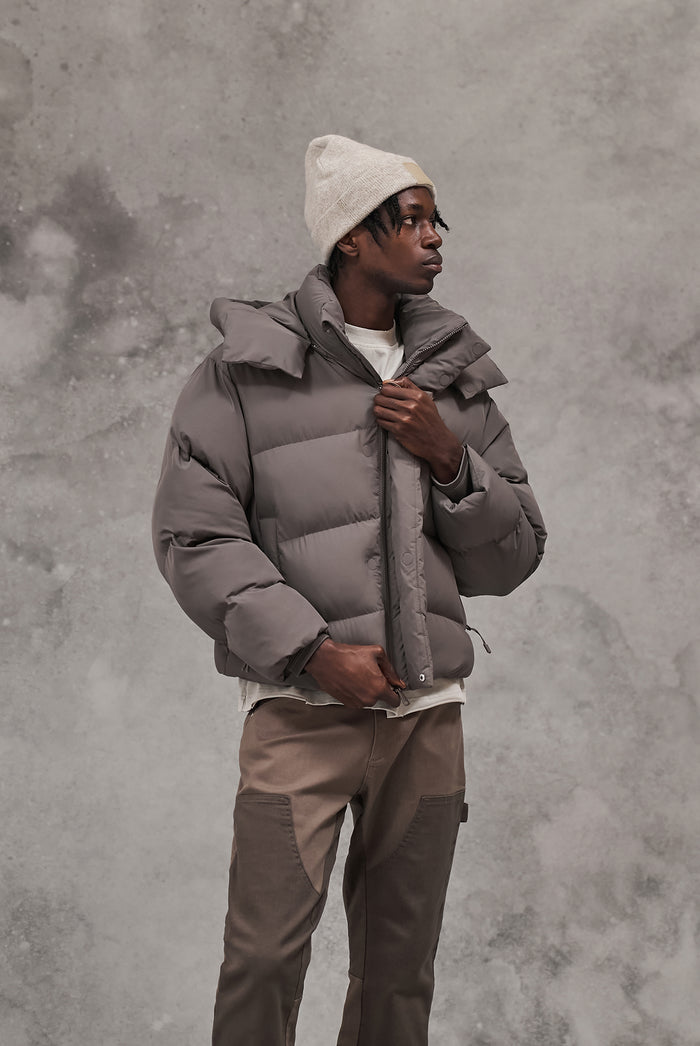 PUFFER COAT - BROWN