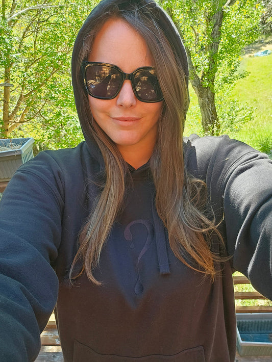 Pullover Hoodie with Black Dripper Embroidery