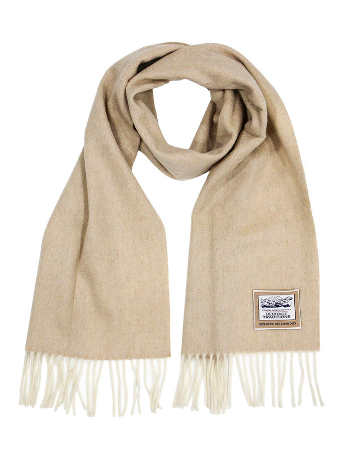 Pure Wool Herringbone Scarf - Heritage Camel #color_heritage-camel