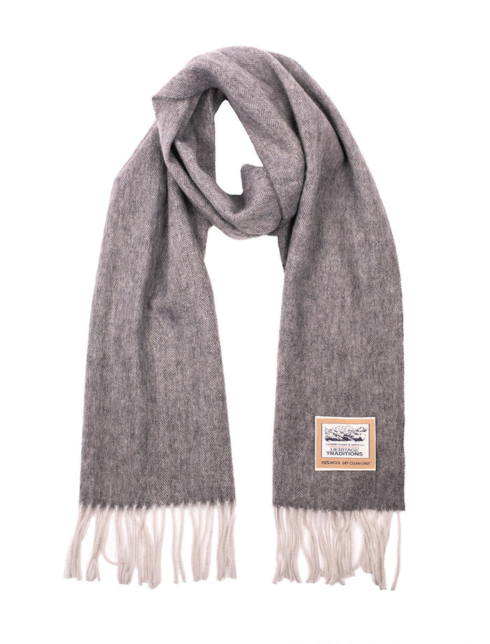Pure Wool Herringbone Scarf - Heritage Grey #color_heritage-grey