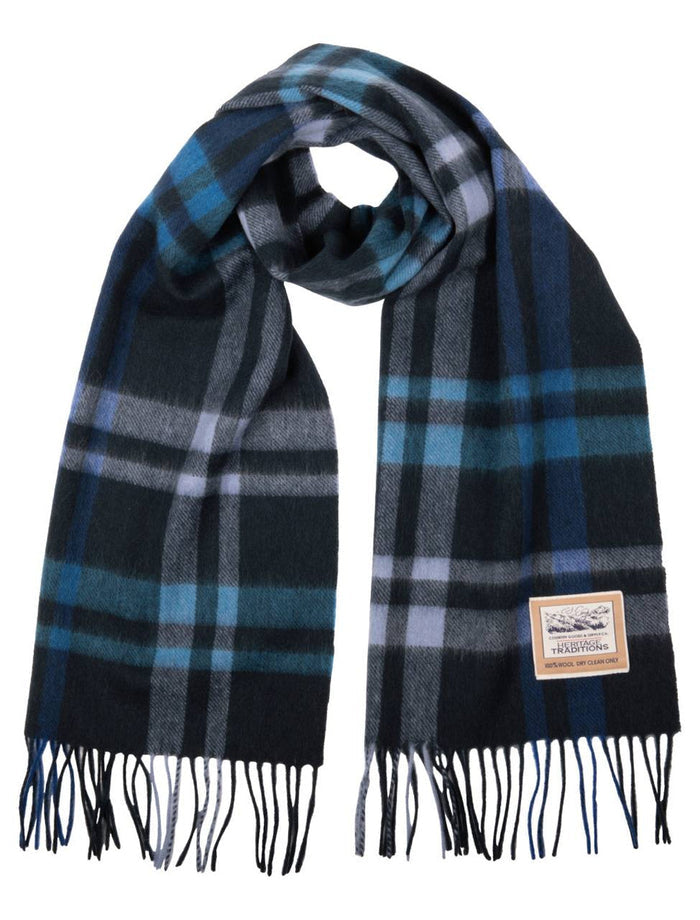 Pure Wool Tartan Check Scarf #color_navy-check