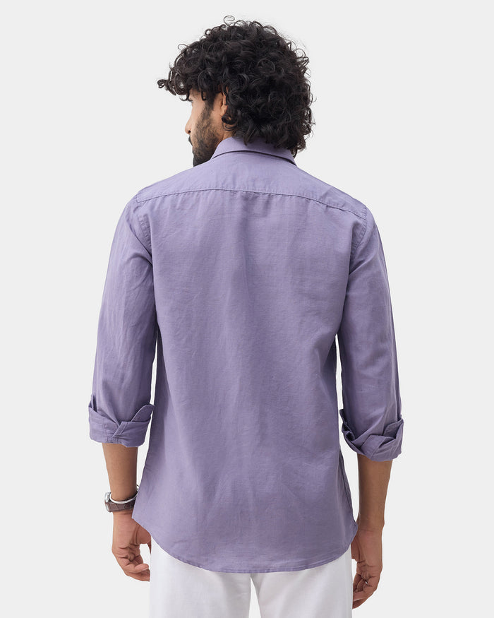Purple Linen Solid Shirt - Cleo