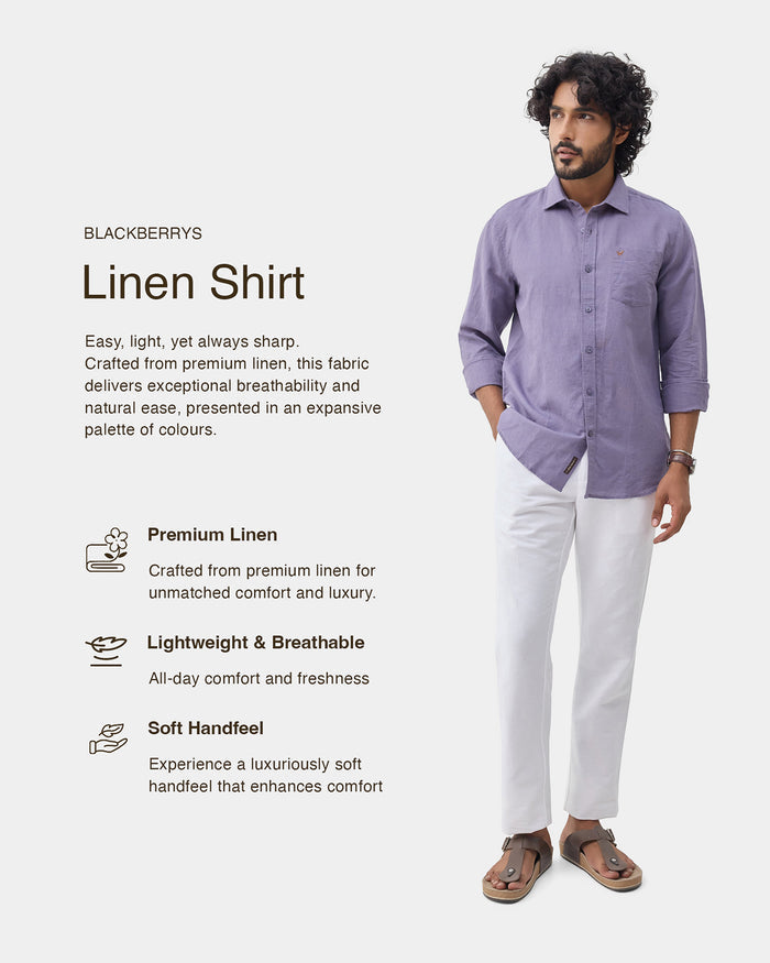 Purple Linen Solid Shirt - Cleo