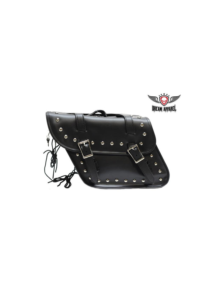PVC Saddlebag With Studs Black 4056PV: Dimensions - 12" x 6" x 8