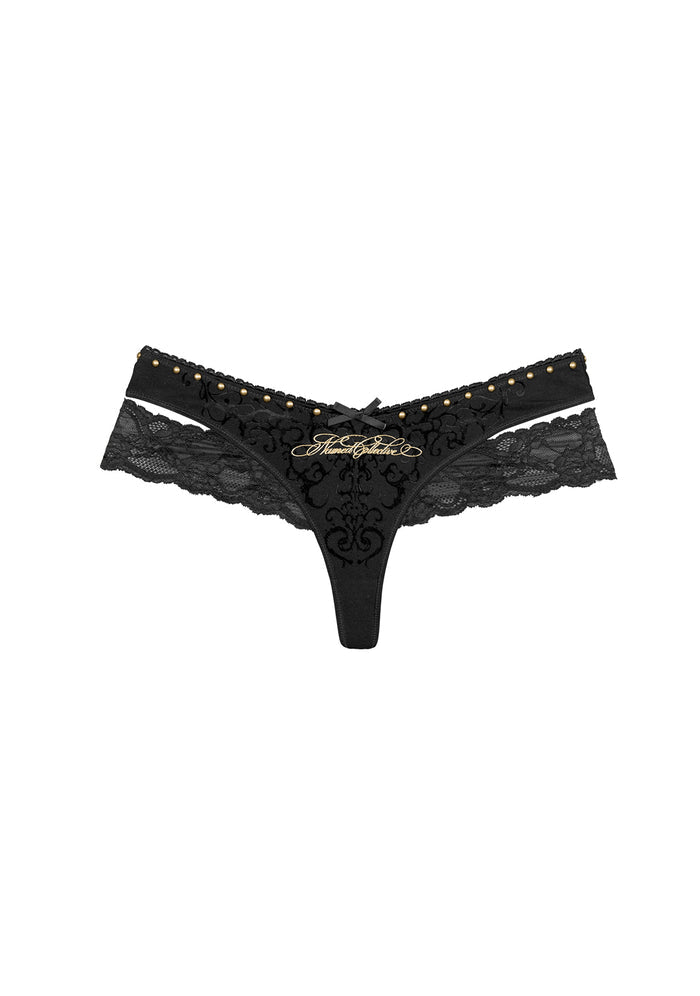 REBEL DOUBLE LAYER LACE THONG BLACK