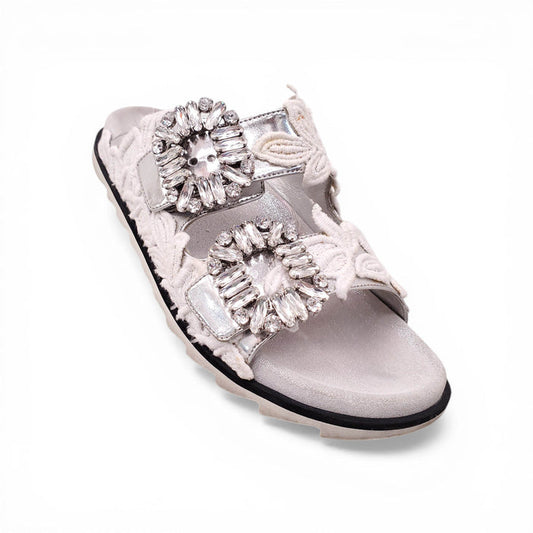 ROGER VIVIER LACE SANDALS WITH CRYSTAL DETAILS - SIZE 36