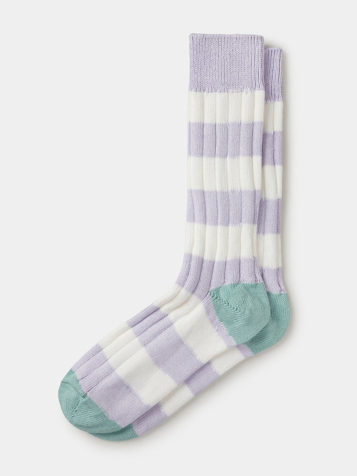 Aubin Lilac Stripe Rugby Striped Sock | Socks
