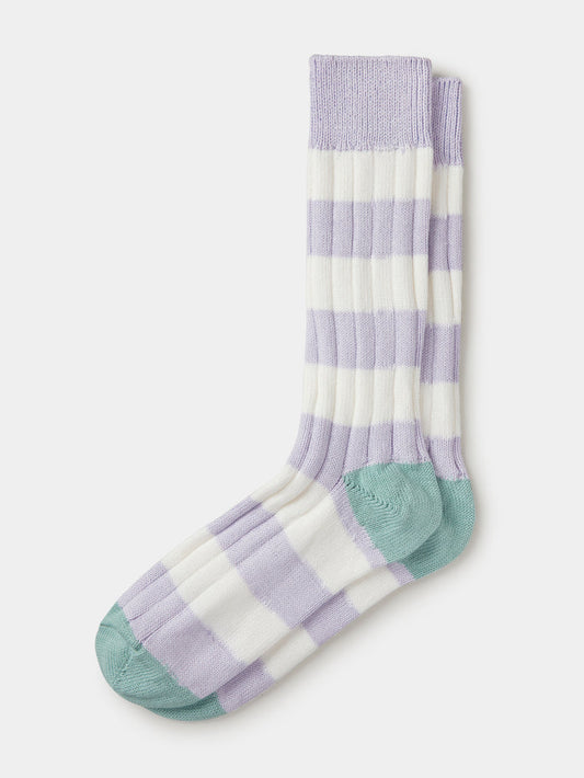Aubin Lilac Stripe Rugby Striped Sock | Socks