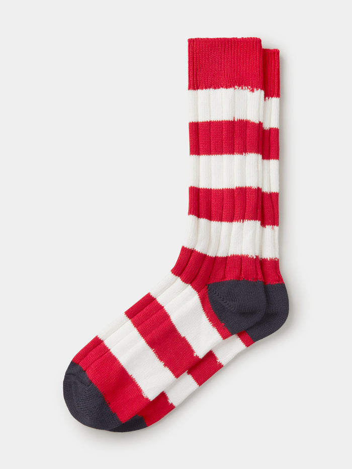 Aubin Red Stripe Rugby Striped Sock | Socks