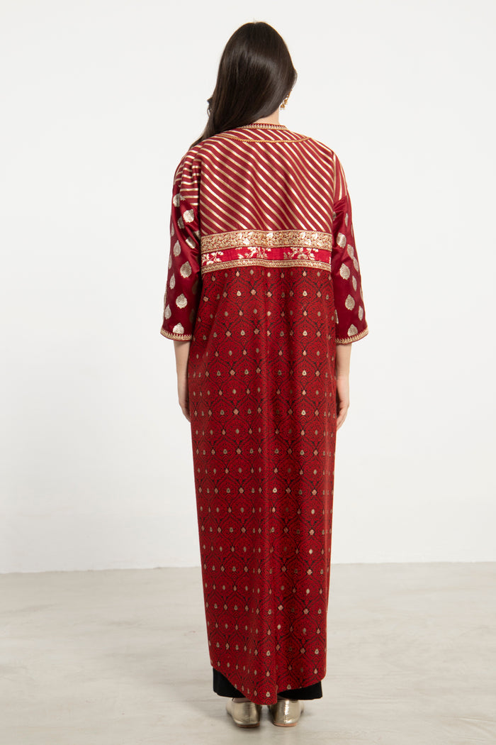 Sahriye Silk Red & Gold Coat