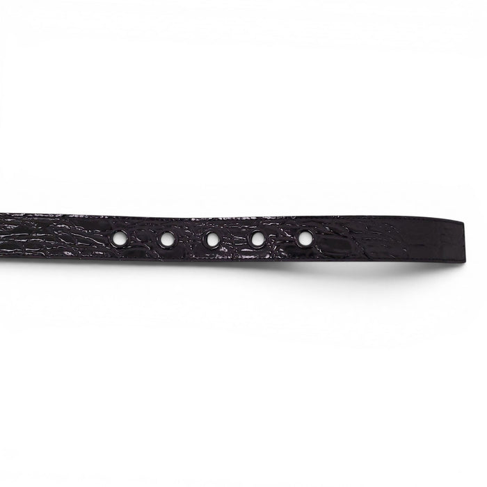 SAINT LAURENT BLACK CROC EMBOSSED BELT - SIZE 75