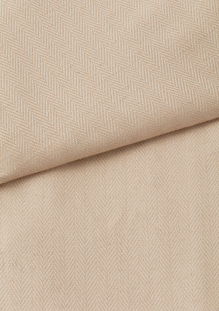 Sand Herringbone Cotton Linen Nehru Suit, Suits - SIRPLUS