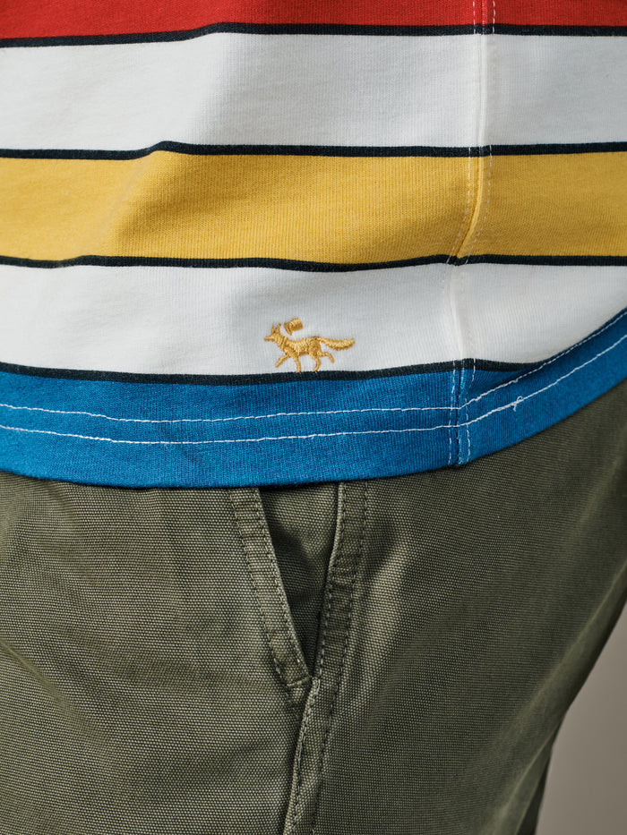 Aubin Yellow/Red/Blue Stripe Santon Relaxed T-Shirt | Relaxed Tee