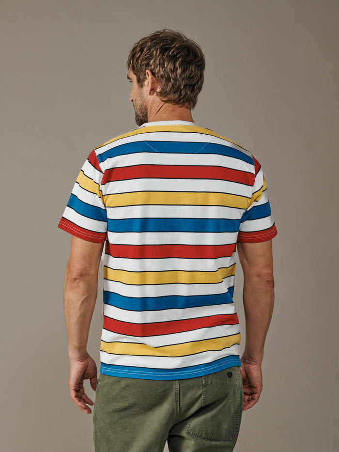 Aubin Yellow/Red/Blue Stripe Santon Relaxed T-Shirt | Relaxed Tee