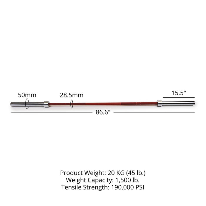 TITAN Series Cerakote Olympic Barbell | Red