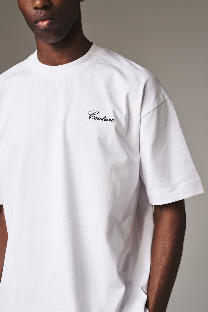 SCRIPT EMBROIDERED T-SHIRT - WHITE