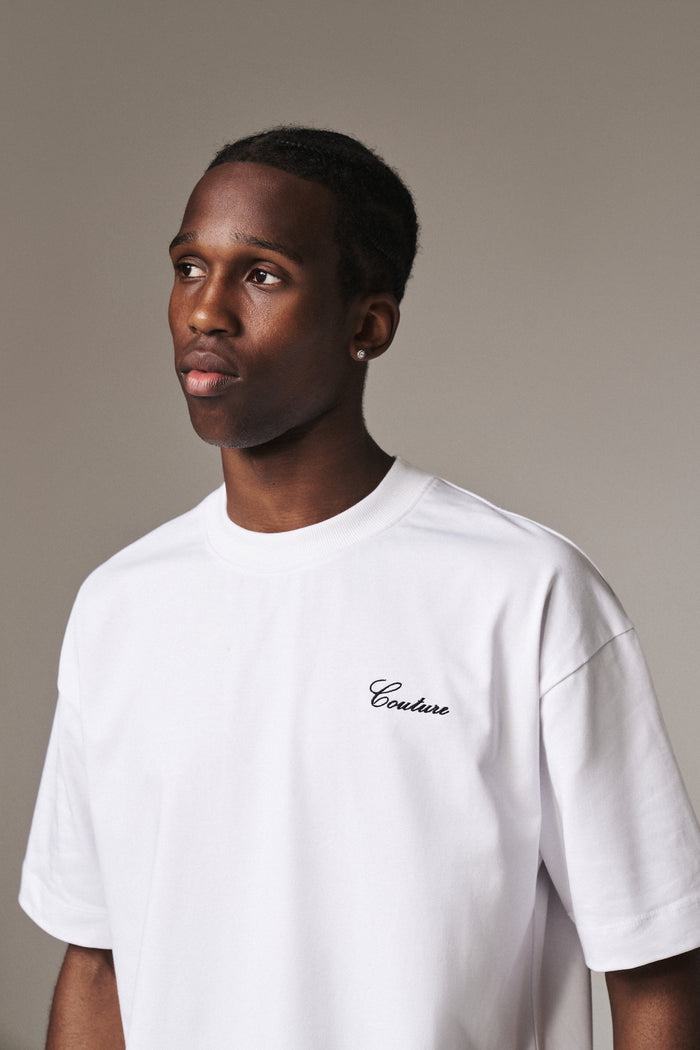 SCRIPT EMBROIDERED T-SHIRT - WHITE