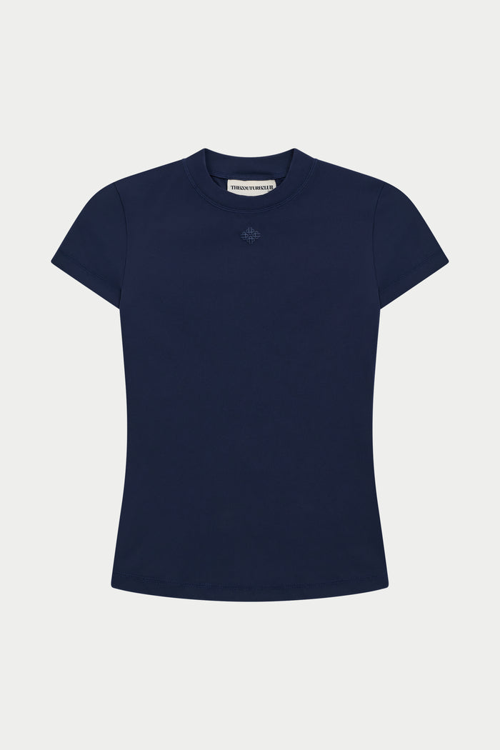 SCULPTING STRETCH EMBLEM BABY TEE - DARK NAVY