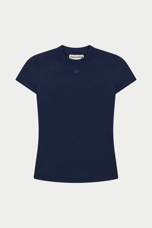 SCULPTING STRETCH EMBLEM BABY TEE - DARK NAVY