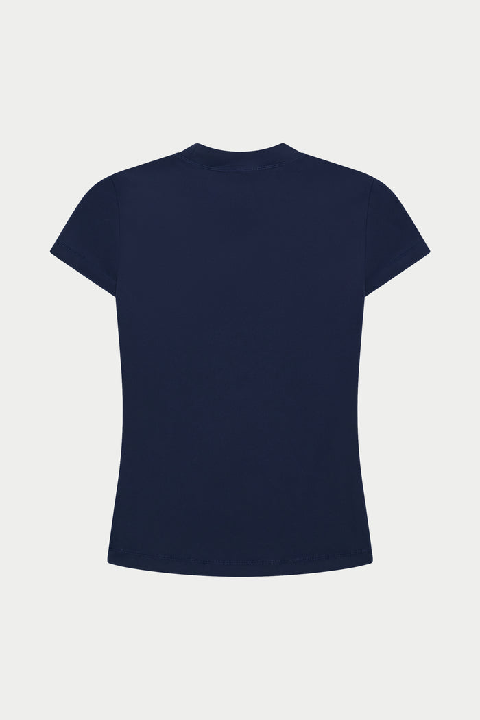 SCULPTING STRETCH EMBLEM BABY TEE - DARK NAVY