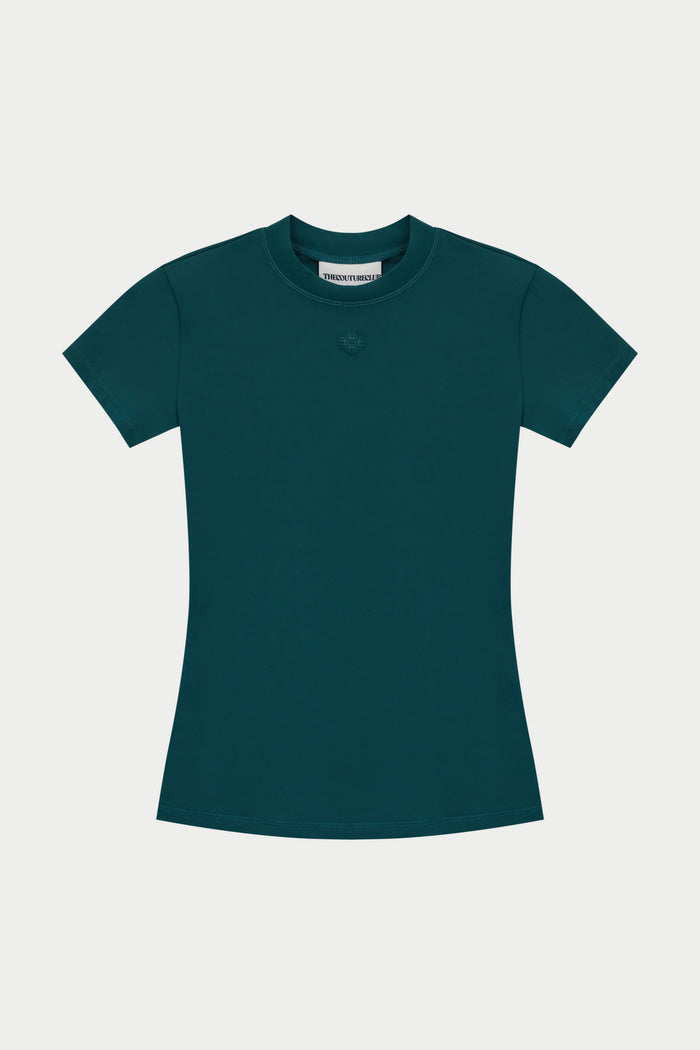 SCULPTING STRETCH EMBLEM BABY TEE - FOREST GREEN