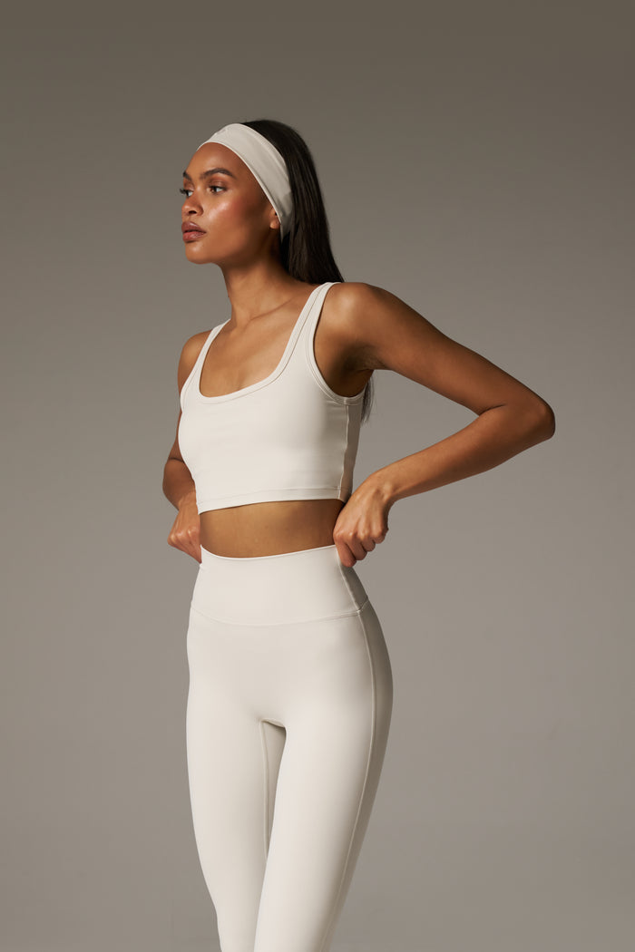 SCULPTING STRETCH EMBLEM SPORTS BRA - BONE