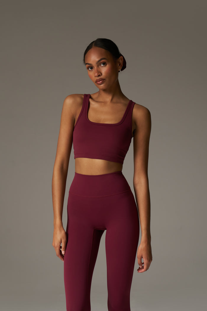 SCULPTING STRETCH EMBLEM SPORTS BRA - BURGUNDY