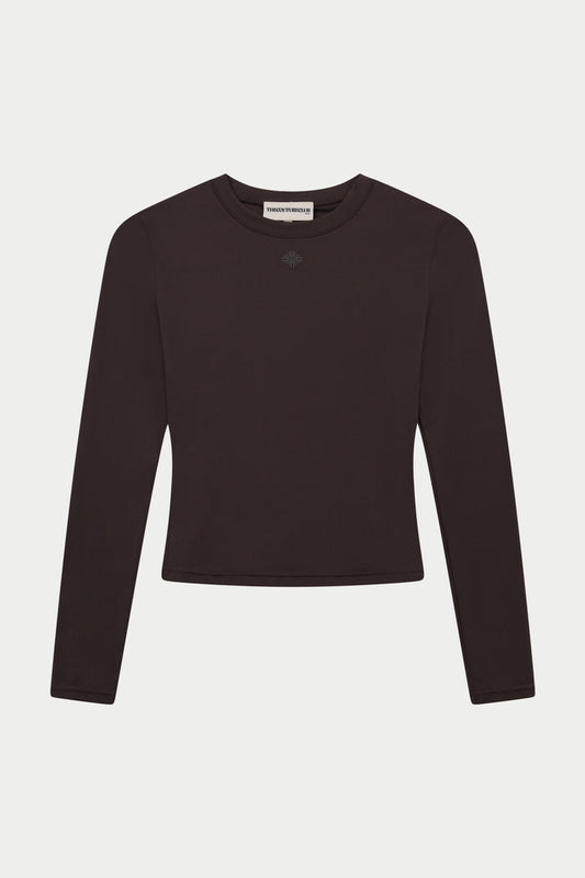 SCULPTING STRETCH LONG SLEEVE TOP - CHOCOLATE
