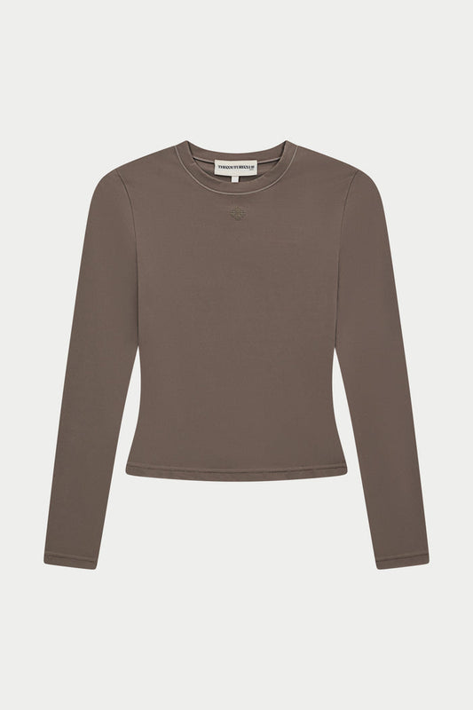 SCULPTING STRETCH LONG SLEEVE TOP - COCOA