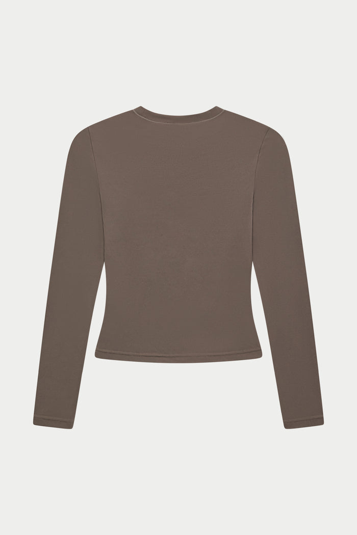 SCULPTING STRETCH LONG SLEEVE TOP - COCOA