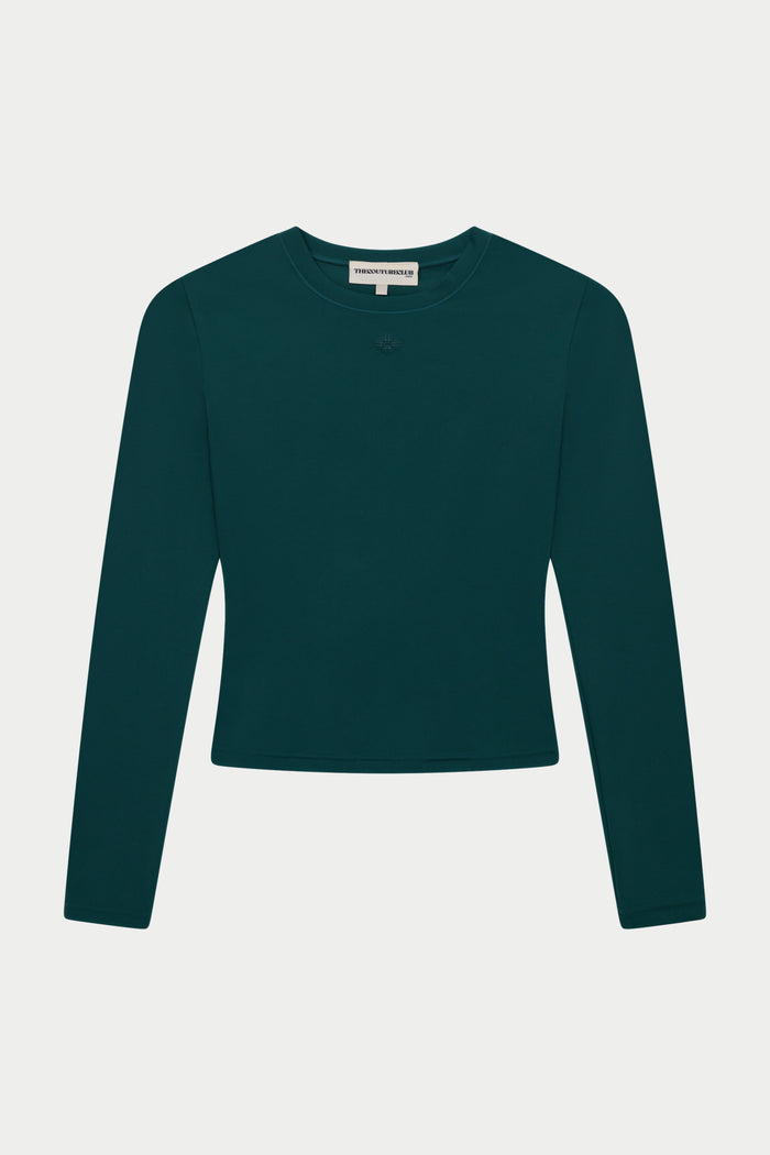 SCULPTING STRETCH LONG SLEEVE TOP - FOREST GREEN