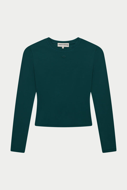 SCULPTING STRETCH LONG SLEEVE TOP - FOREST GREEN
