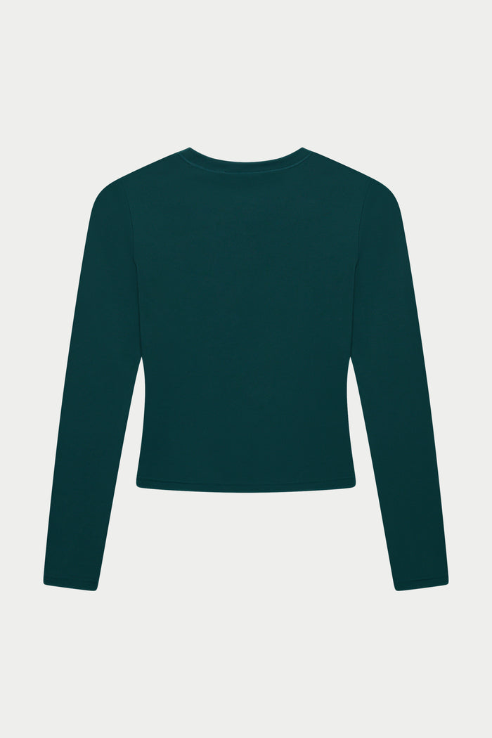 SCULPTING STRETCH LONG SLEEVE TOP - FOREST GREEN