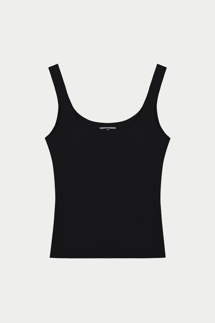 SCULPTING STRETCH SCOOP NECK SPORTS TOP - BLACK