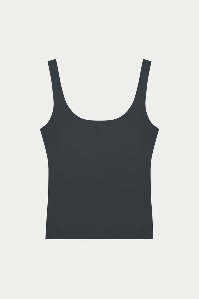 SCULPTING STRETCH SCOOP NECK SPORTS TOP - MIDNIGHT GREY