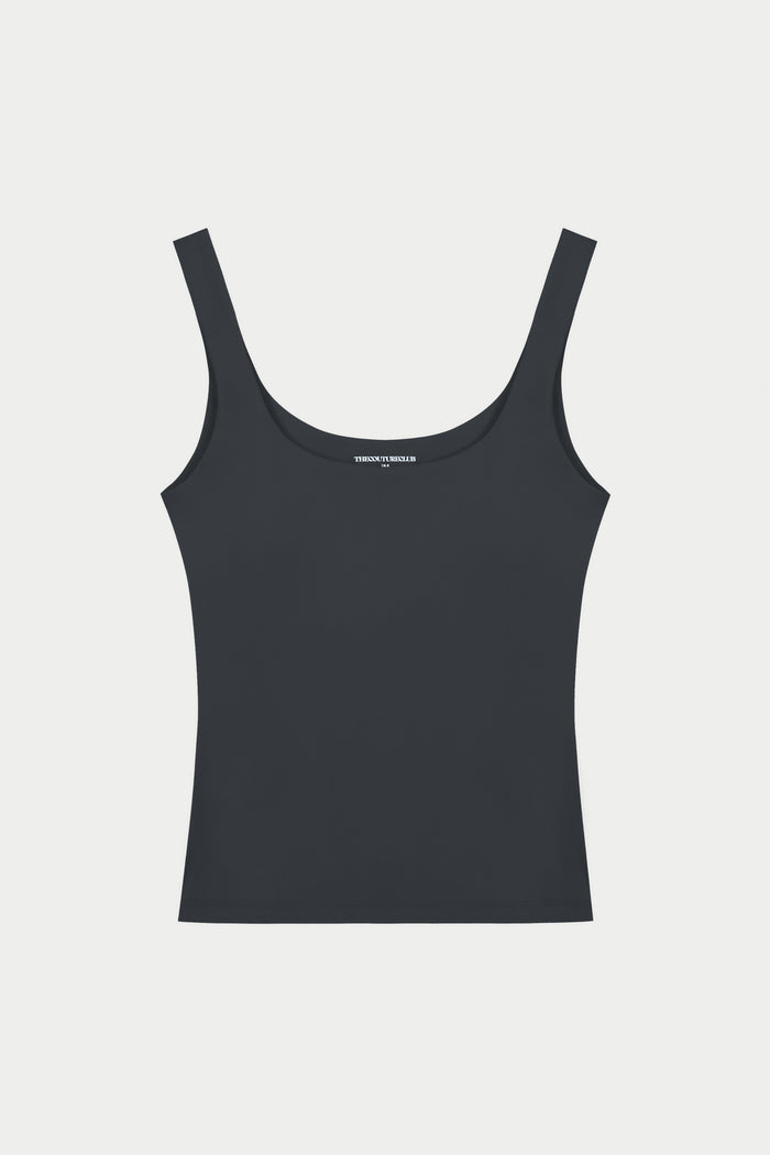 SCULPTING STRETCH SCOOP NECK SPORTS TOP - MIDNIGHT GREY