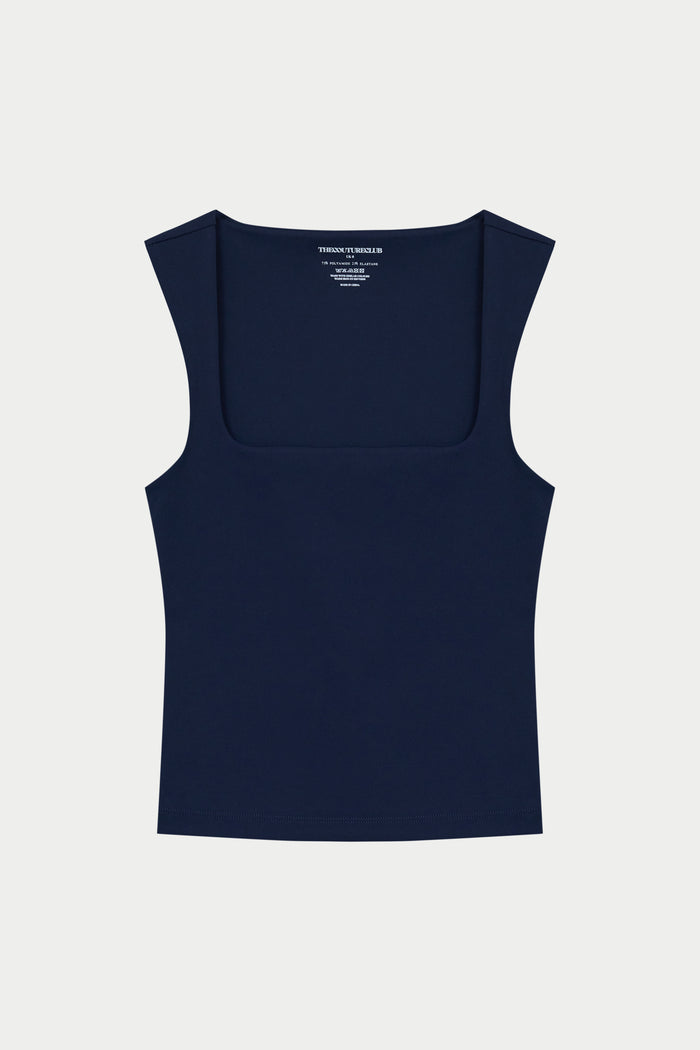 SCULPTING STRETCH SCOOP NECK TOP - DARK NAVY